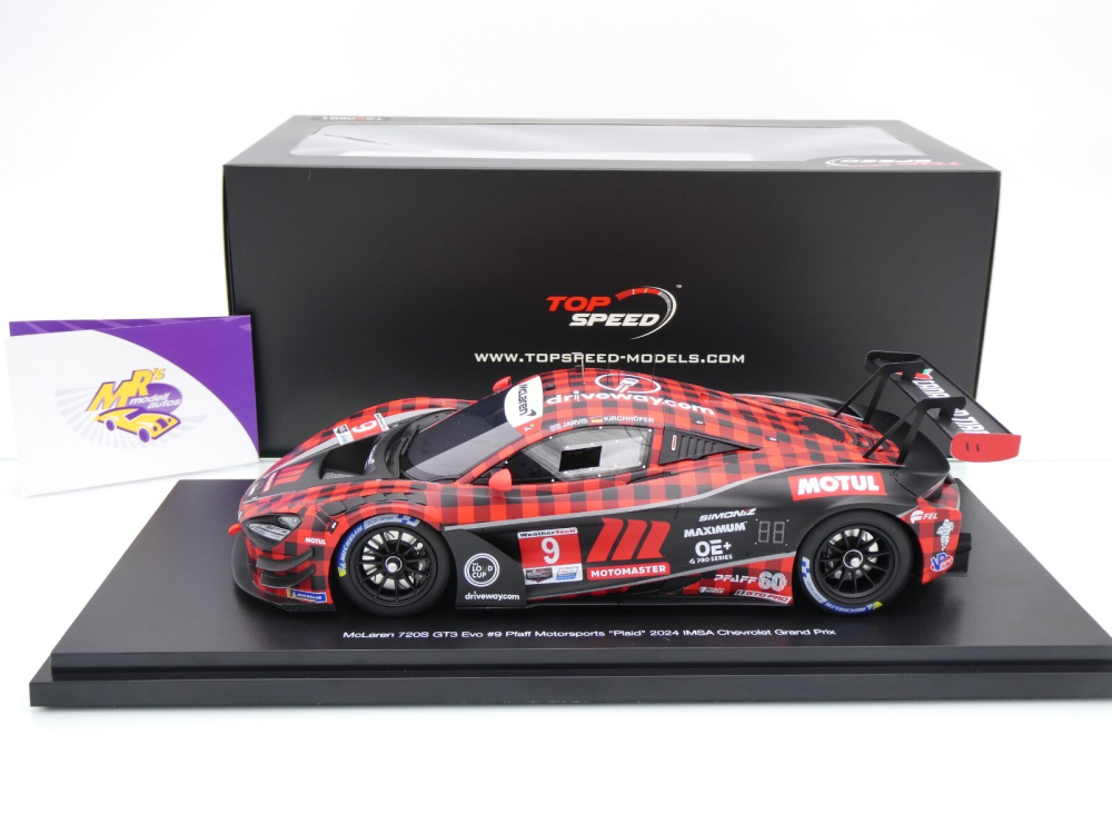 Top Speed TS0601 # McLaren 720S GT3 Evo #9 IMSA Mosport 2024 " Pfaff Motorsports " 1:18