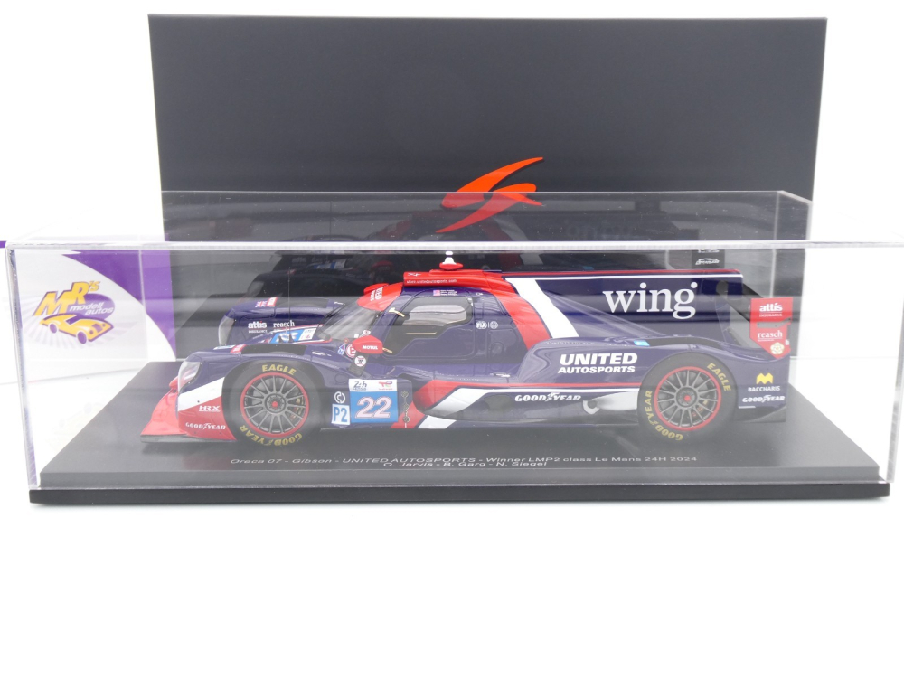 Oreca 07 Gibson n°22 LMP2 Winner 24h Le Mans 2024 Jarvis Garg Siegel 1/18 Spark 18S654