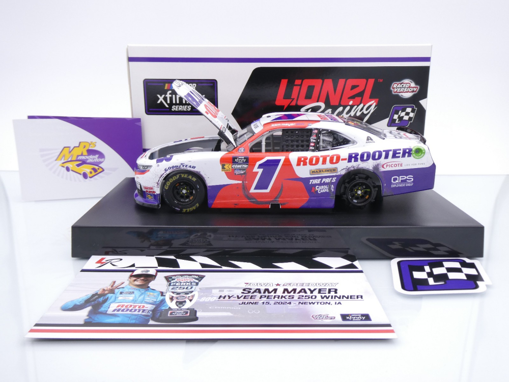 Lionel Racing WX12423RTRSMI # Chevrolet Camaro NASCAR Xfinity 2024 " Sam Mayer - Roto-Rooter Plumbing Iowa Race Winner " 1:24
