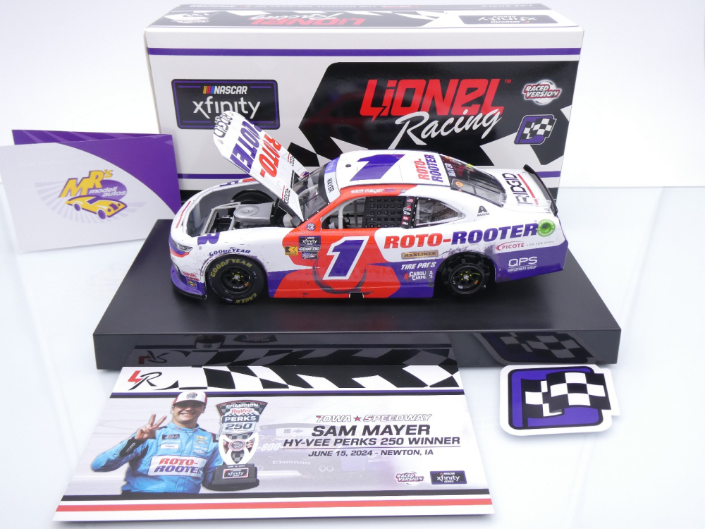 Lionel Racing WX12423RTRSMI # Chevrolet Camaro NASCAR Xfinity 2024 " Sam Mayer - Roto-Rooter Plumbing Iowa Race Winner " 1:24