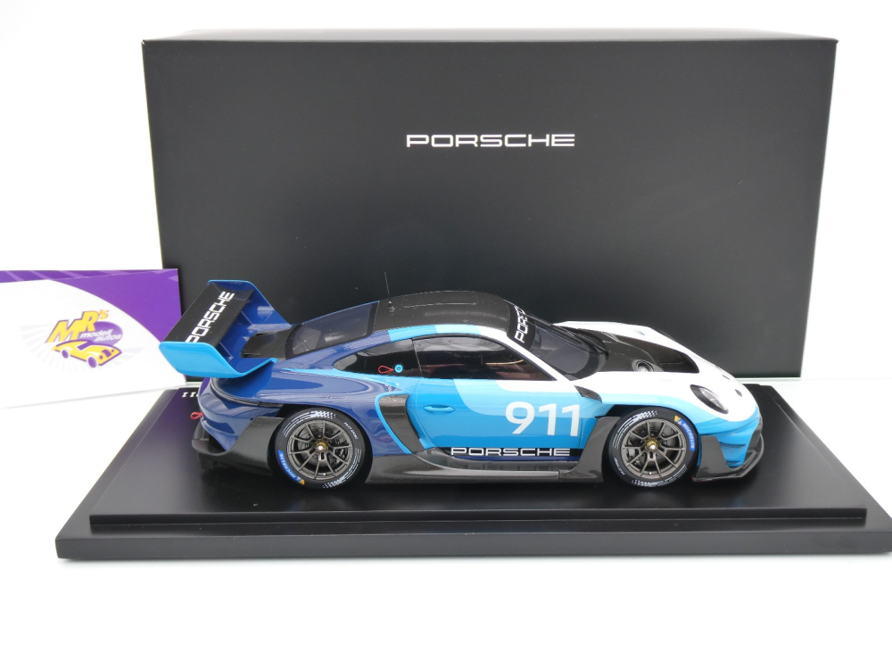 Spark WAP0215030SGTR # Porsche 911 (992) GT3 R Rennsport #911 Baujahr 2024 " blau-weiß " 1:18