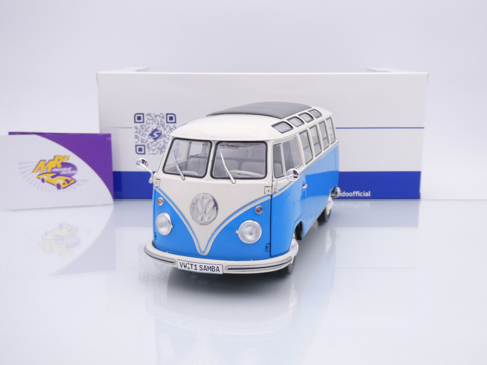 Solido S1813401 # VW Volkswagen T1 Samba Baujahr 1962 " blau-weiß " 1:18