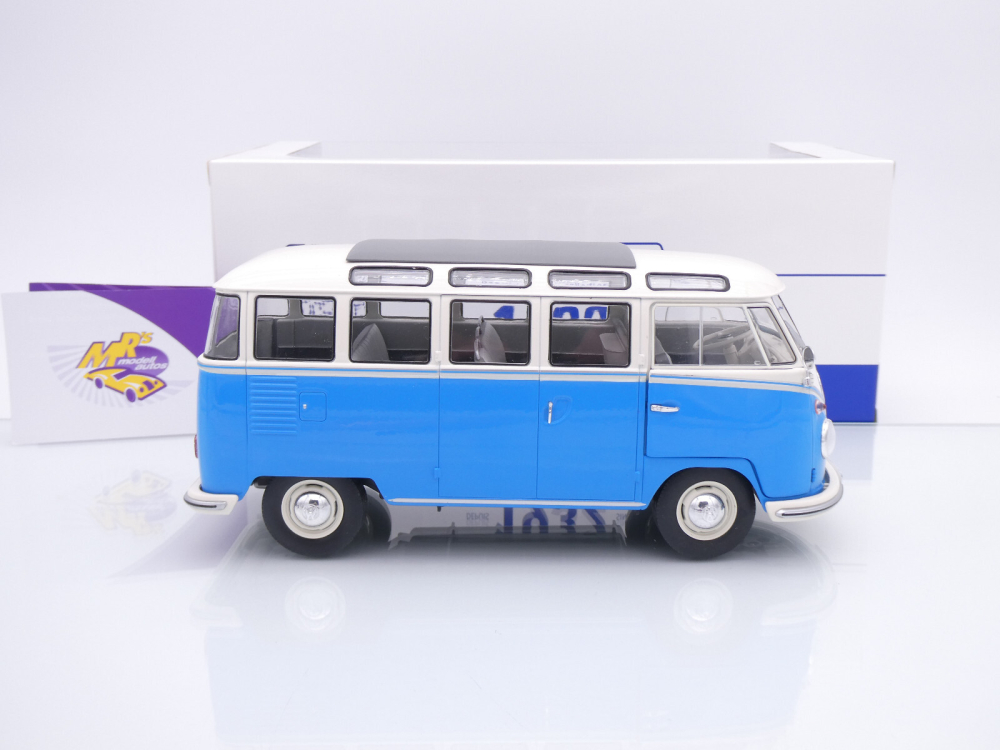 Solido S1813401 # VW Volkswagen T1 Samba Baujahr 1962 " blau-weiß " 1:18