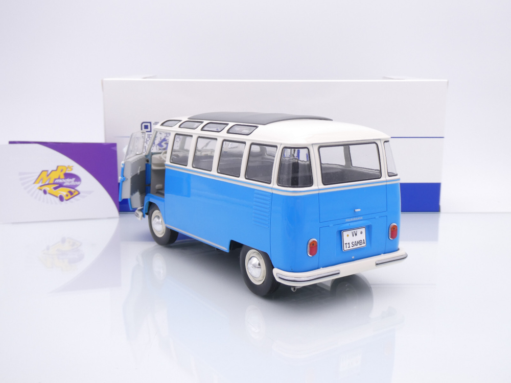 Solido S1813401 # VW Volkswagen T1 Samba Baujahr 1962 " blau-weiß " 1:18