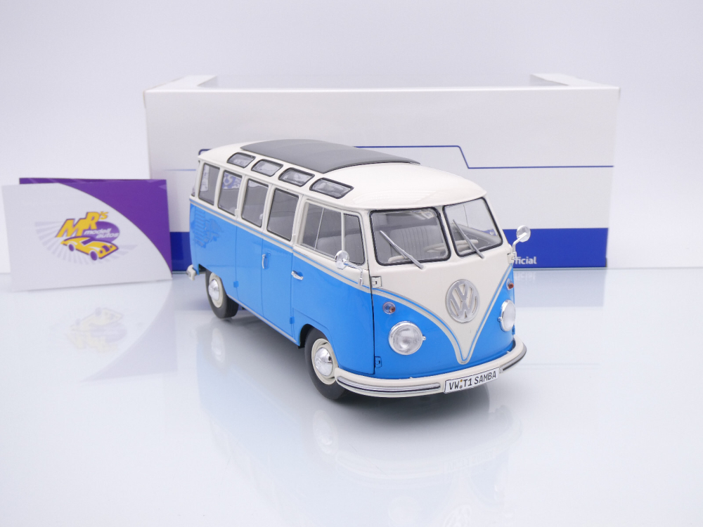 Solido S1813401 # VW Volkswagen T1 Samba Baujahr 1962 " blau-weiß " 1:18