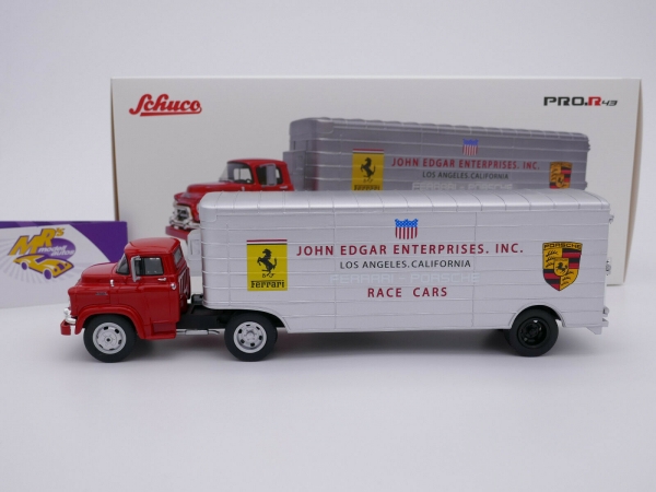 Schuco Pro.R 09134 # GMC Renntransporter " John Edgar Enterprise Ferrari-Porsche " 1:43