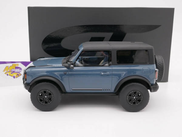 GT Spirit GT359 # Ford Bronco First Edition Baujahr 2021 " graublau - schwarz " 1:18