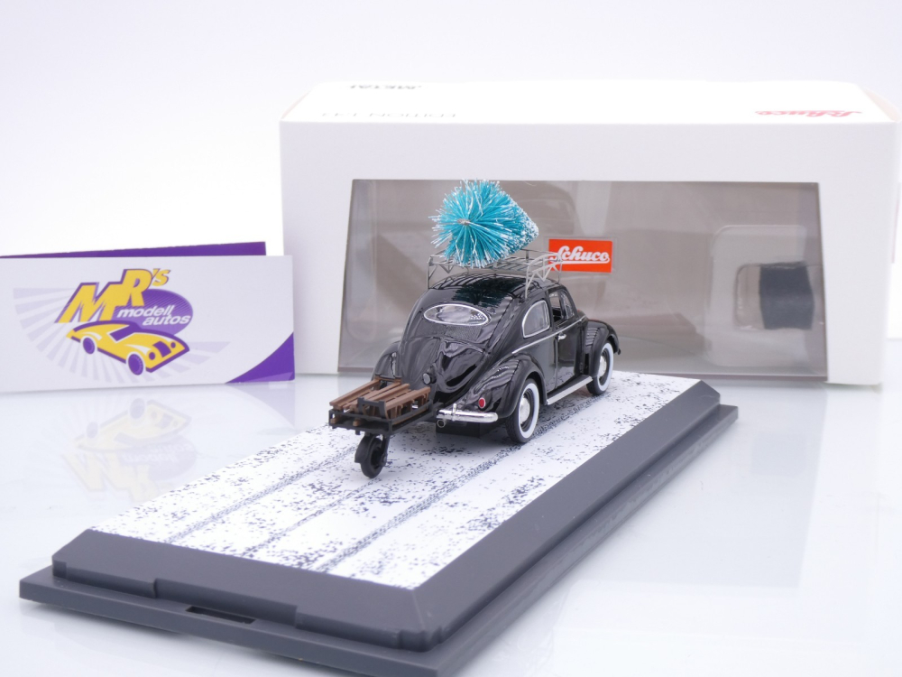 Schuco 43U00117 # VW Käfer Oval Fenster Baujahr 1954 + Anhänger " Christmas Edition 2025 " 1:43