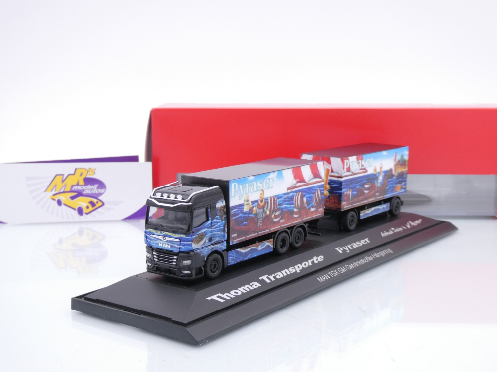Herpa 122337 # MAN TGX GM Getränkekoffer-HZ " Thoma Transporte / Pyraser " 1:87 PC-Box