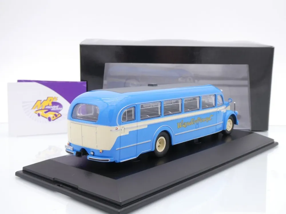 Schuco 02748 # Mercedes Benz O 6600 Reisebus in blau " Wanderfreunde " mit Fahrerfigur 1:43