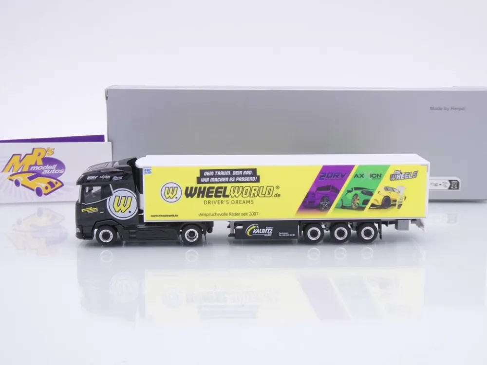 Herpa 961547 # DAF XG Kühlkoffer-Sattelzug " Spedition Kalbitz Wheelworld " 1:87