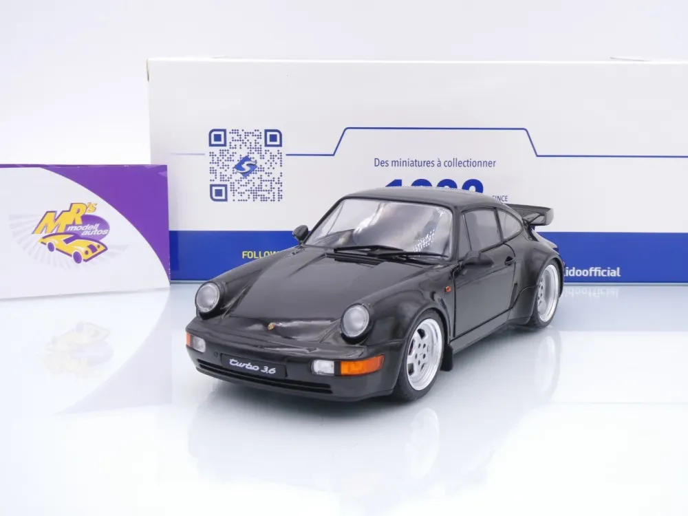 Solido S1813404 # Porsche 911 (964) Turbo Baujahr 1990 " schwarz " 1:18