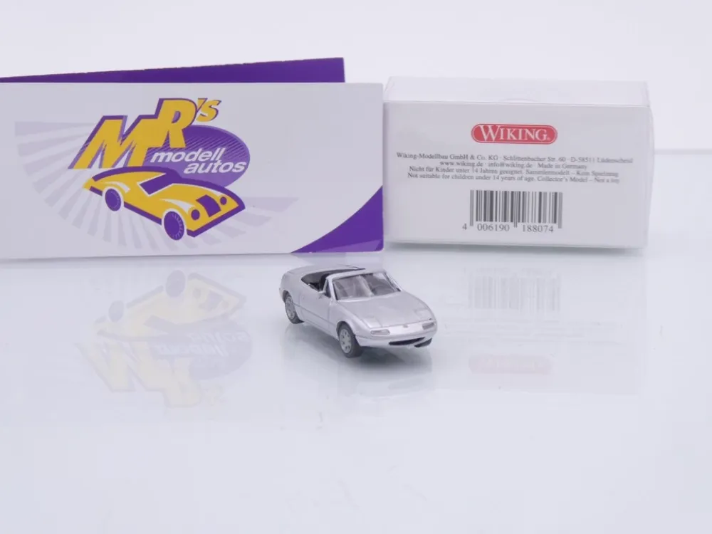Wiking 0188 07 # Mazda MX5 Cabriolet Baujahr 1989-90 " Silverstonemetallic " 1:87