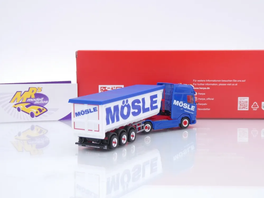 Herpa 320153 # DAF XG+ Stahlmulden-Sattelzug " Spedition Mösle " 1:87