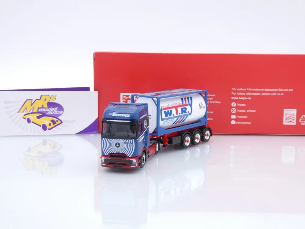 Herpa 320443 # Mercedes-Benz eActros Tankcontainer-Sattelzug " Bermes WTR " 1:87