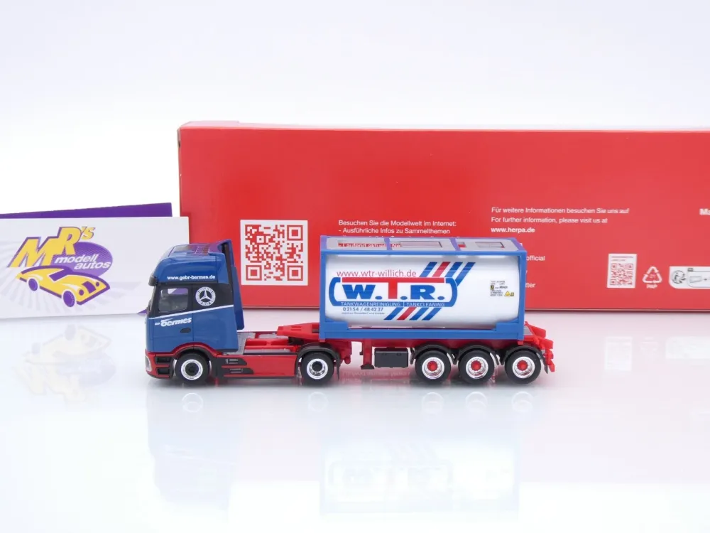 Herpa 320443 # Mercedes-Benz eActros Tankcontainer-Sattelzug " Bermes WTR " 1:87