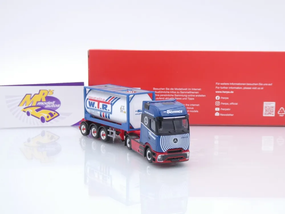 Herpa 320443 # Mercedes-Benz eActros Tankcontainer-Sattelzug " Bermes WTR " 1:87