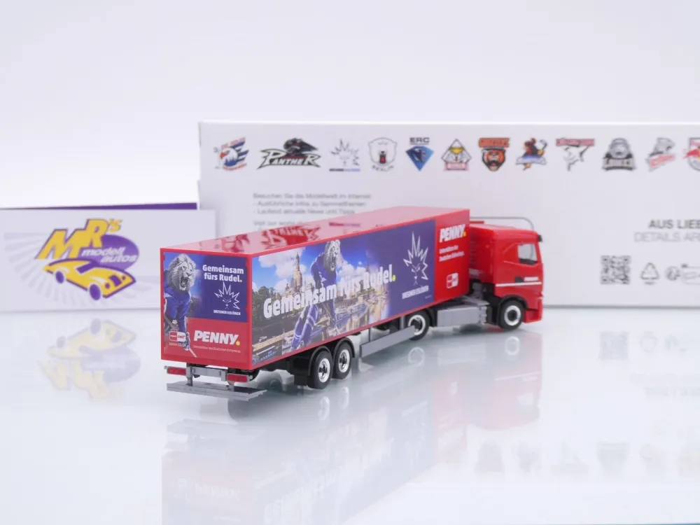 Herpa 962032 # Iveco S-Way Kühlkoffer-SZ " Penny DEL / Dresdner Eislöwen " 1:87