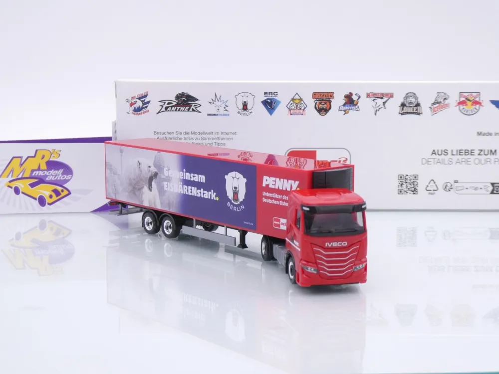 Herpa 962018 # Iveco S-Way Kühlkoffer-SZ " Penny DEL / Eisbären Berlin " 1:87