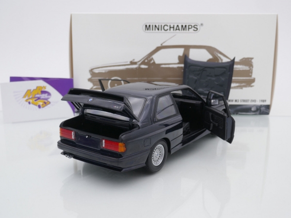 Minichamps 180020308 # BMW M3 (E30) Evo Baujahr 1989 " dunkelblaumetallic " 1:18