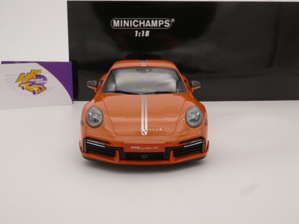 Minichamps 155069171 # Porsche 911 (992) Turbo S Coupe Sport Design Baujahr 2021 " orange " 1:18