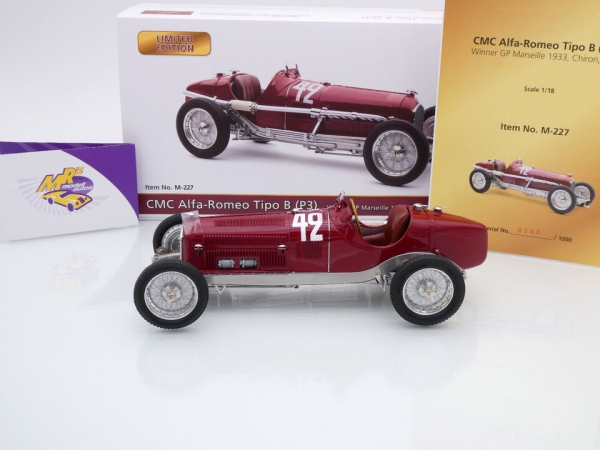 CMC M-227 # Alfa Romeo Tipo B P3 #42 Winner Marseille GP 1933 " Chiron " 1:18
