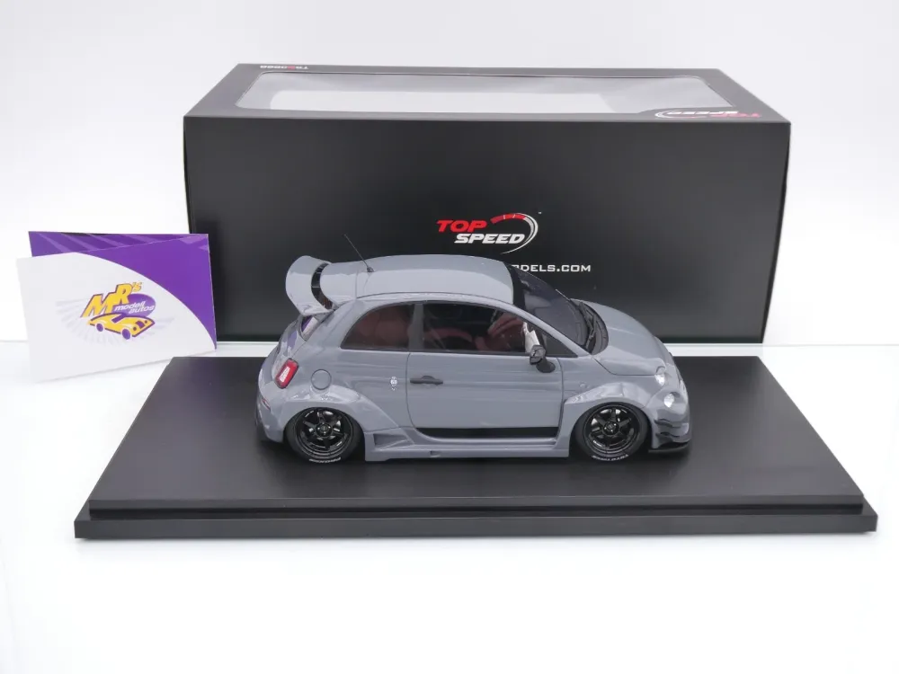 Top Speed TS0612 # Fiat Abarth 595 LB-Works X Abas Works Baujahr 2024 " dunkelgrau " 1:18