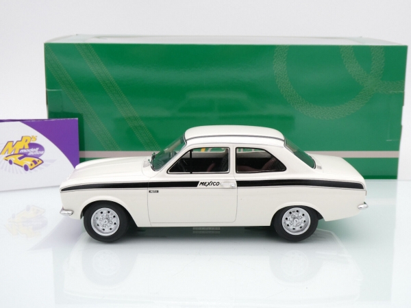 Cult CML063-4 # Ford Escort MKI Mexico Baujahr 1973 " weiß-schwarz " 1:18