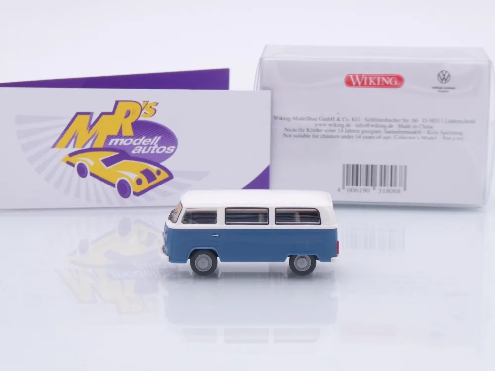Wiking 0318 06 # Volkswagen VW T2b Bus Baujahr 1972-79 " blaugrau-weiß " 1:87