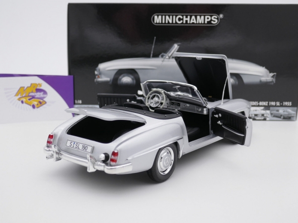 Miniature Minichamps 1/18 - Mercedes 190SL 1955 Grise - Occasion Boîte Abîmée