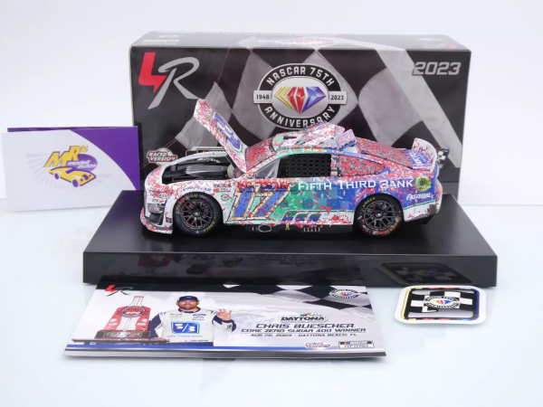Lionel Racing W17232353BCHA # Ford Mustang NASCAR 2023 " Chris Buescher - 5/3 Bank Daytona Summer Race Winner " Chrom Startnummer " " 1:24