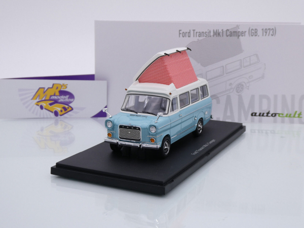 Autocult 09020 # FORD Transit Mk1 Camper Baujahr 1973 " hellblau-weiß " 1:43