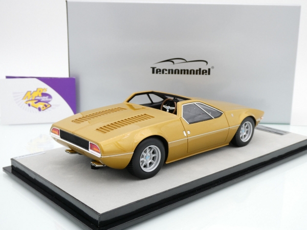 Tecnomodel TM18-269C # De Tomaso Mangusta Spyder Baujahr 1966 " goldmetallic " 1:18