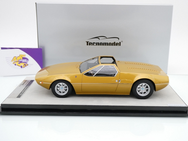 Tecnomodel TM18-269C # De Tomaso Mangusta Spyder Baujahr 1966 " goldmetallic " 1:18