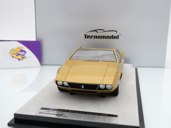 Tecnomodel TM18-269C # De Tomaso Mangusta Spyder Baujahr 1966 " goldmetallic " 1:18
