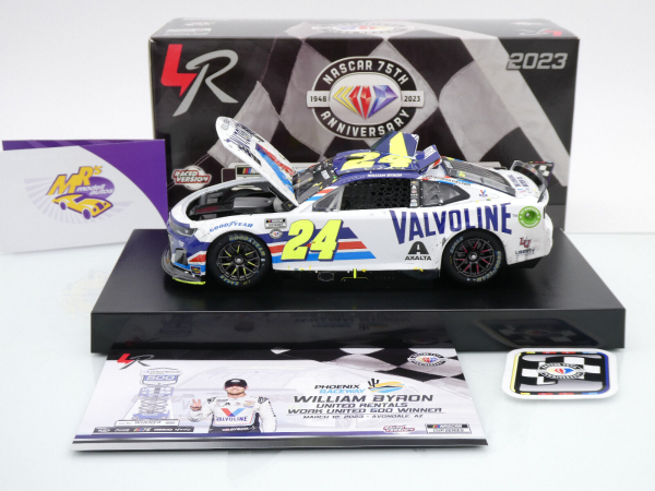 Lionel Racing W242323VALWBV # Chevrolet Camaro ZL1 NASCAR 2023 " William Byron - Valvoline Motor Oil Phoenix Spring Race Winner " 1:24