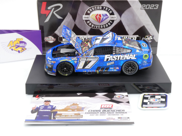 Lionel Racing W172323FASCHK # Ford Mustang NASCAR 2023 " Chris Buescher - Fastenal Richmond Fall Race Winner " Foil Number " " 1:24