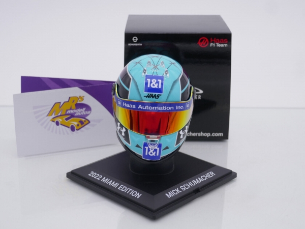 Schuberth MKS-MH-4-22-MI # Haas F1 Helm Miami GP 2022 " Mick Schumacher " 1:4