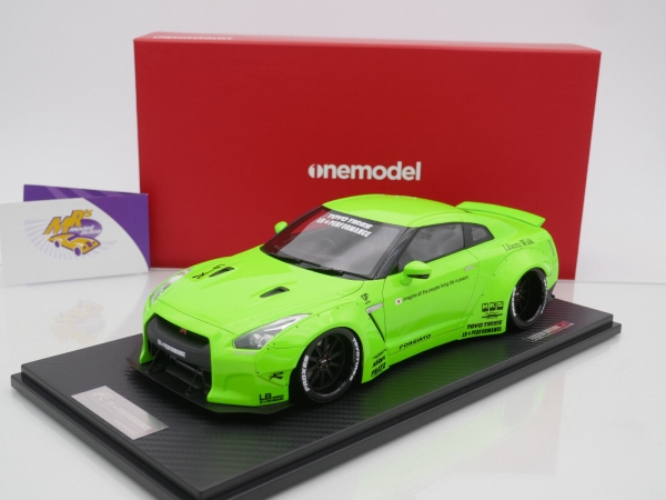 Onemodel 8 # Nissan GT-R R35 Duck Wing Baujahr 2008 " Liberty Walk Performance - Fluorescent Neon Green " 1:18 Nur 30 Stück !!