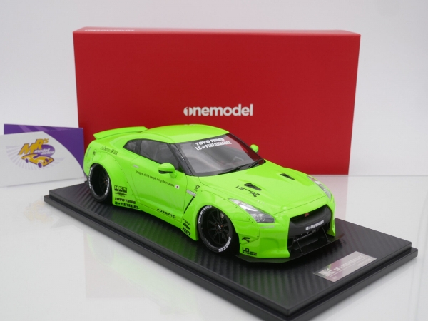 Onemodel 8 # Nissan GT-R R35 Duck Wing Baujahr 2008 " Liberty Walk Performance - Fluorescent Neon Green " 1:18 Nur 30 Stück !!