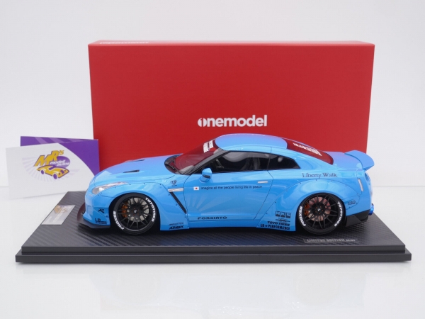 Onemodel 10 # Nissan GT-R R35 Duck Wing Baujahr 2008 " Liberty Walk Performance - Pearlescent Dark Blue " 1:18 Nur 30 Stück !!