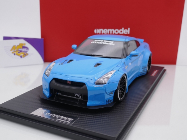 Onemodel 10 # Nissan GT-R R35 Duck Wing Baujahr 2008 " Liberty Walk Performance - Pearlescent Dark Blue " 1:18 Nur 30 Stück !!
