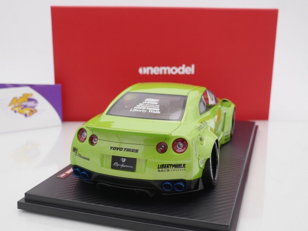 Onemodel 16 # Nissan GT-R R35 Duck Wing Baujahr 2008 " Liberty Walk Performance - Transparent Apple Green Metallic " 1:18 Nur 30 Stück !!