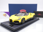 MR Collection BUG015B # Bugatti W16 Mistral Cabrio Baujahr 2023 " gelbmetallic-carbon ( Yellow Metallic ) " 1:18