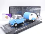 Minichamps 80435B5D028 # BMW Isetta mit Wohnwagen Baujahr 1955 " hellblau-weiß " 1:18