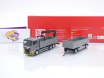 Herpa 320825 # MAN TGX GN Pritschen-Hängerzug mit Ladekran " grau " 1:87